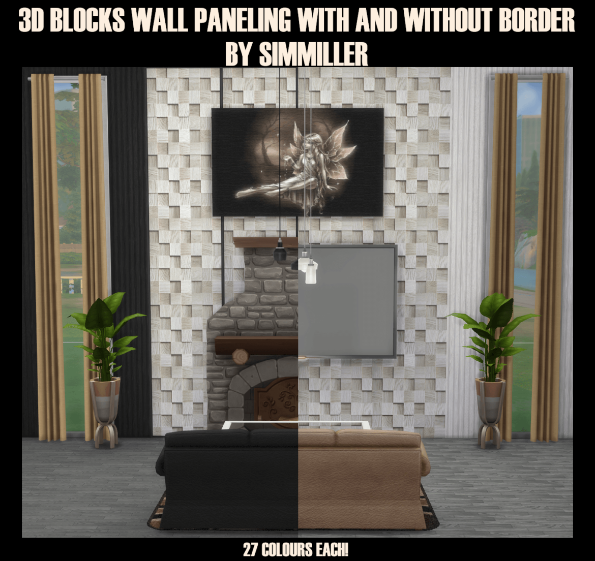 The Sims 4 3D Blocks Wall Paneling