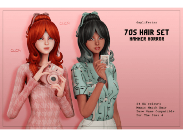 70s HAIR SET – Hammer Horror Hairstyle by Daylife Sims