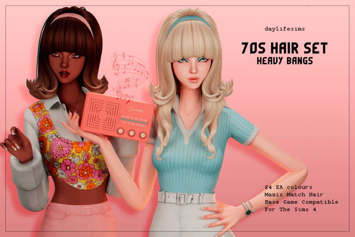 The Sims 4 70s hair set heavy bangs hairstyle hairstyle