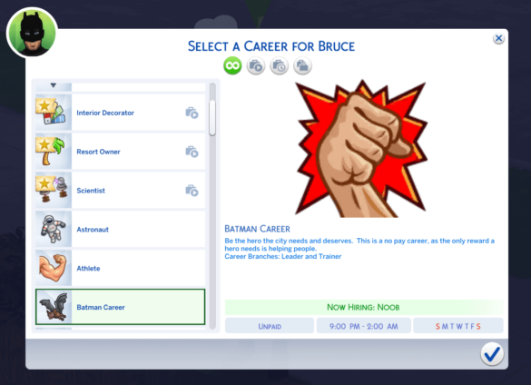 The Sims 4 Batman Career