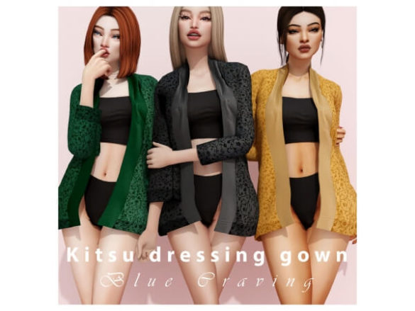 The Sims 4 [Blue Craving] Kitsu Dressing Gown