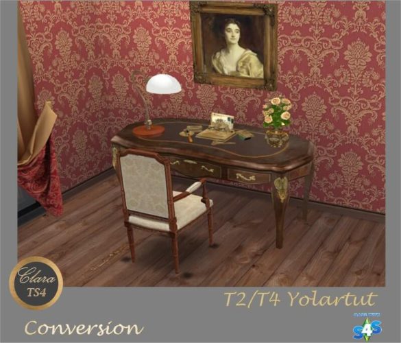 Desk + Chair Yolartut conversion by Clara at All 4 Sims