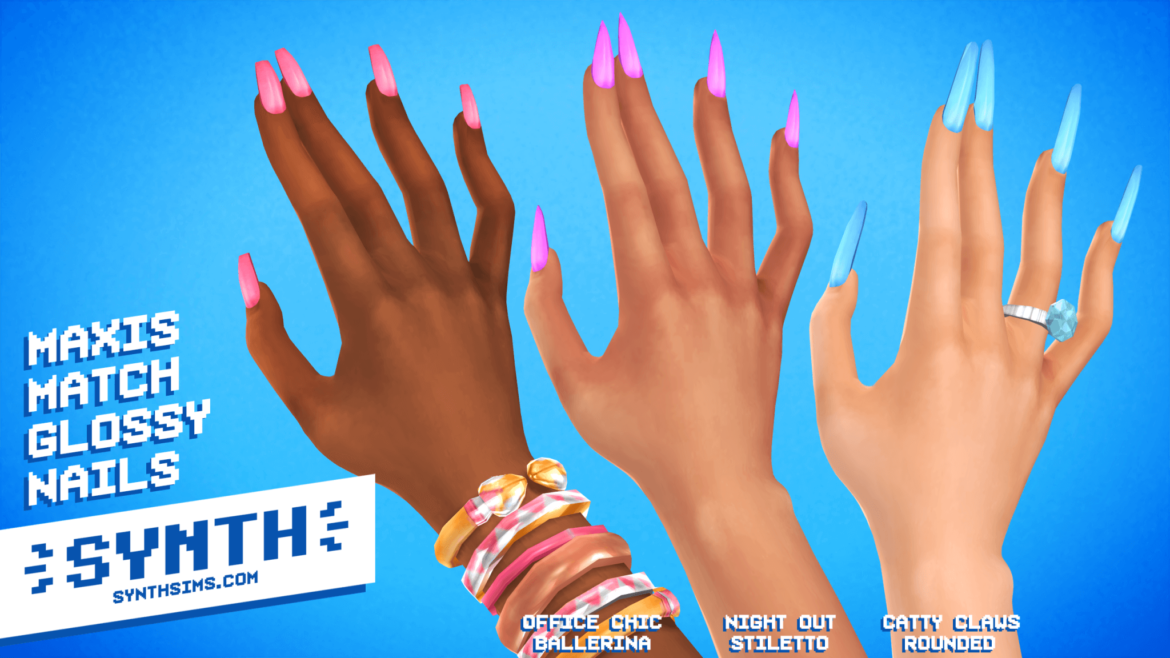 The Sims 4 maxis match glossy nails custom content