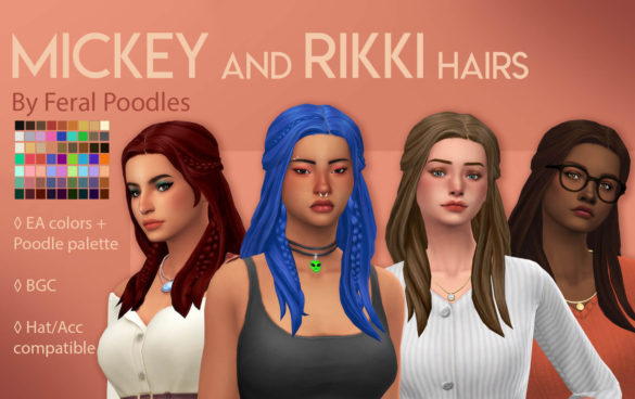 The Sims 4 mickey and rikki hairs ts4 maxis match cc
