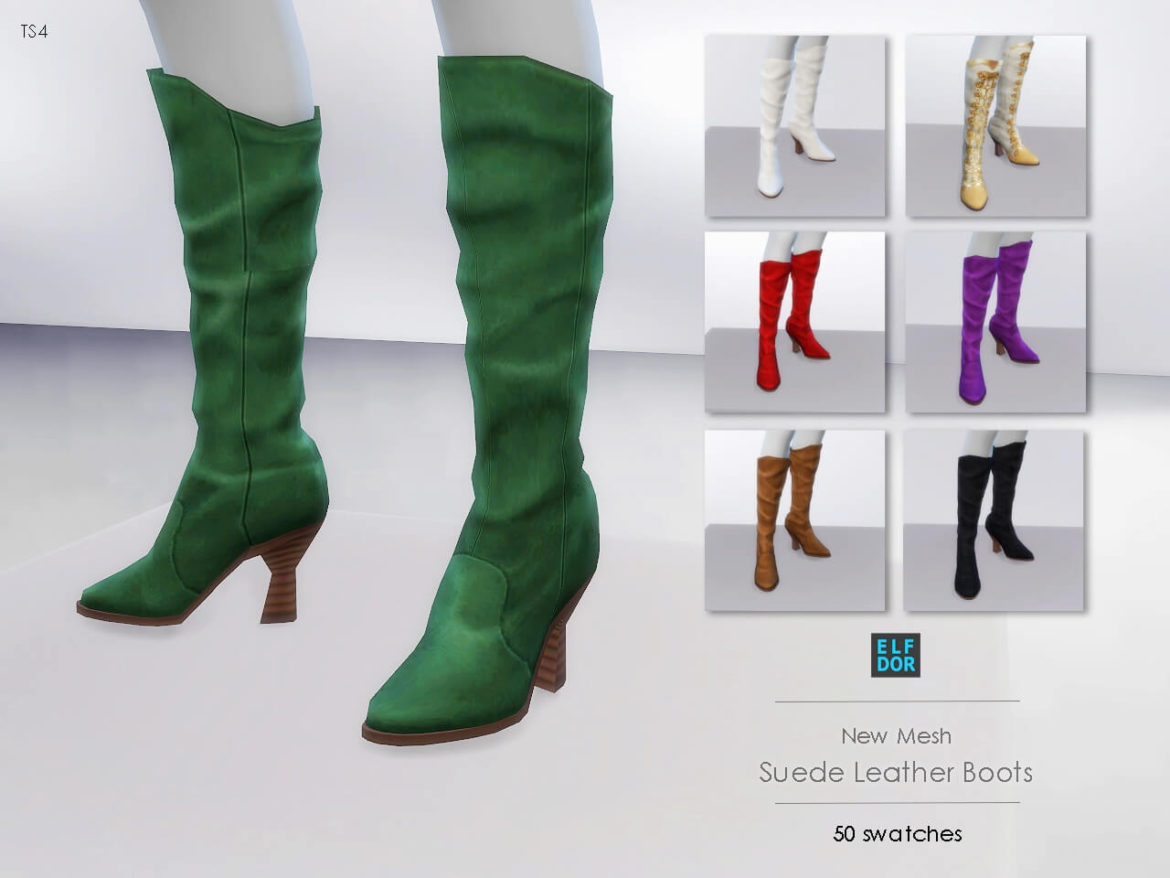 The Sims 4 Suede Leather Boots at Elfdor Sims