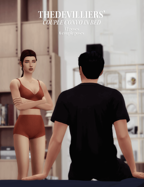 The Sims 4 thedevilliers couple convo in bed posepack