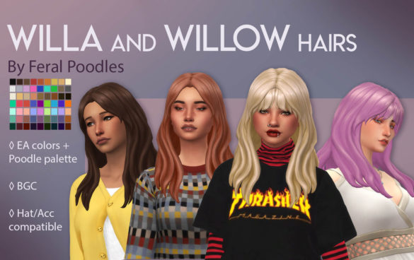 The Sims 4 willa and willow hairs ts4 maxis match cc
