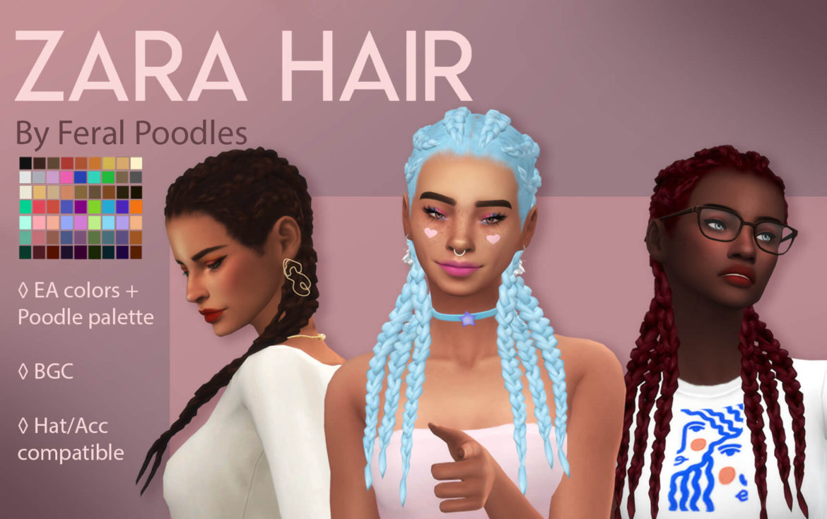 The Sims 4 zara hair ts4 maxis match cc some long braids