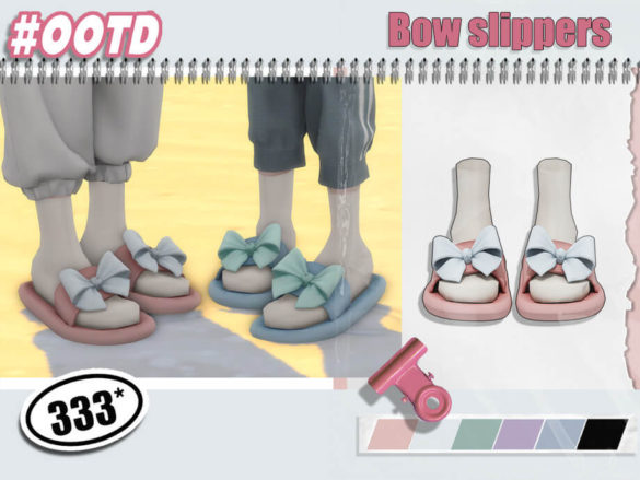 The Sims 4 333-Bow slippers by asan333