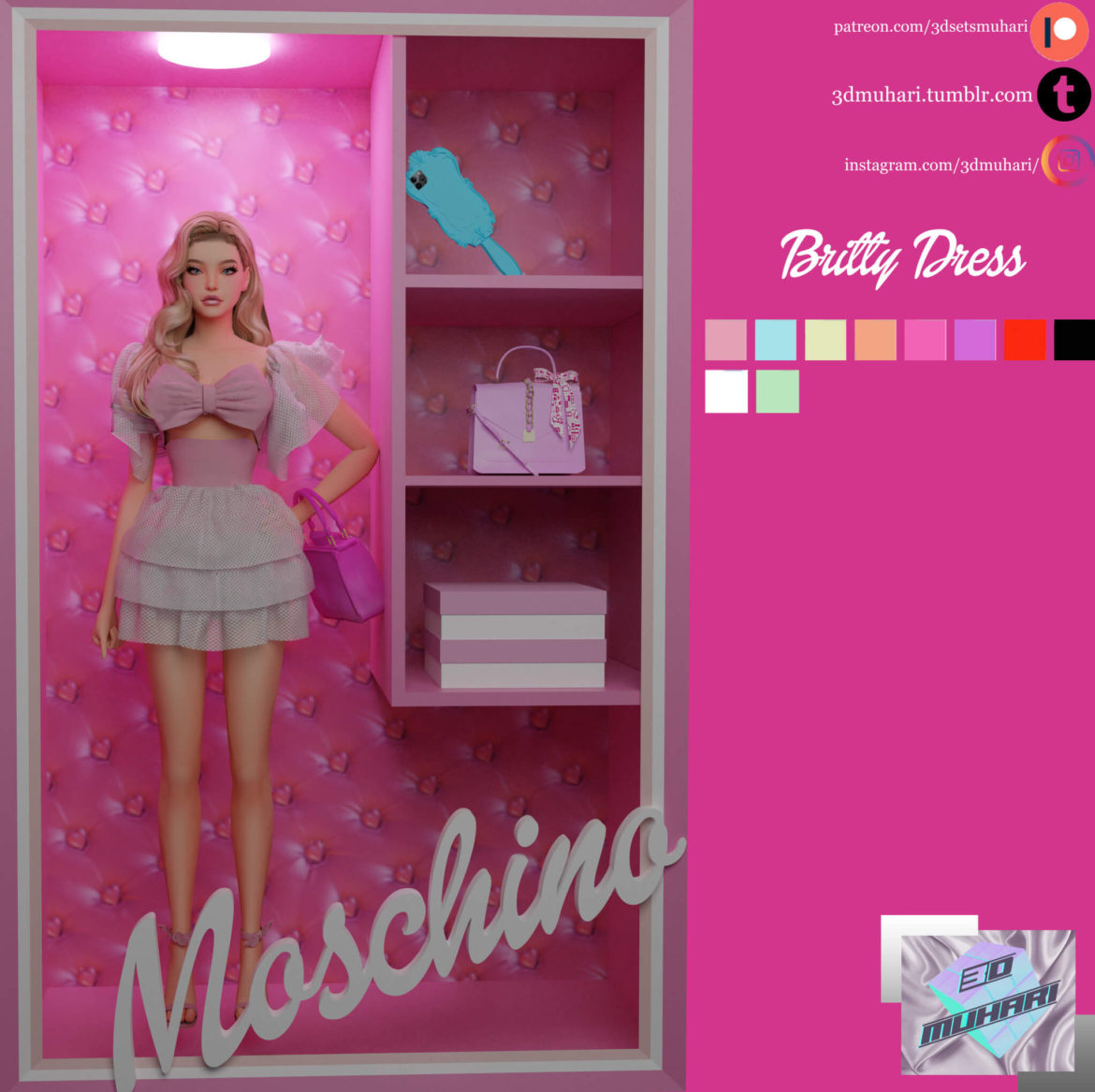 The Sims 4 3dmuhari barbie x moschino collection 100