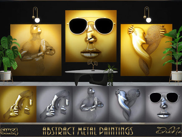 The Sims 4 Abstract Metal Paintings at DiaNa Sims 4