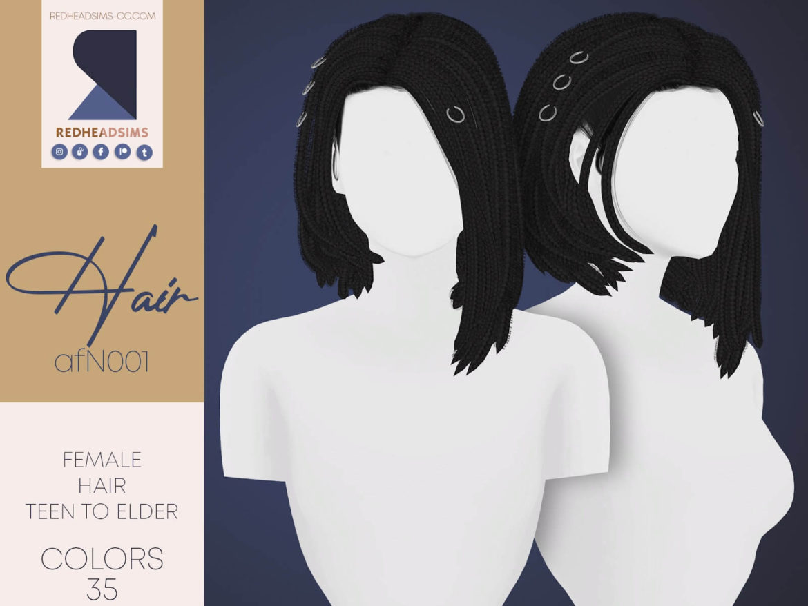 The Sims 4 AF HAIR N001 at REDHEADSIMS