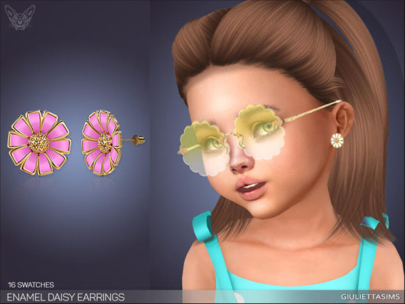 The Sims 4 Enamel Daisy Earrings For Toddlers by feyona
