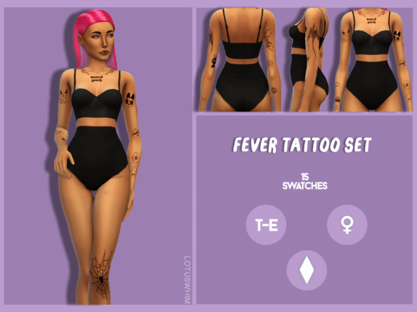 The Sims 4 fever tattoo set base game compatible female 1