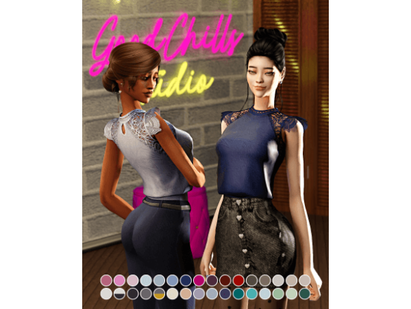 Top Jan22 Blouse Lace Yoke