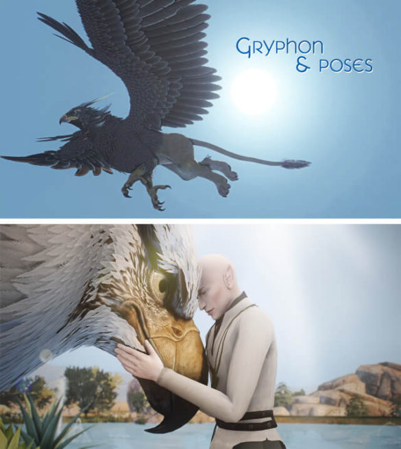 The Sims 4 gryphon gippogryph objects poses
