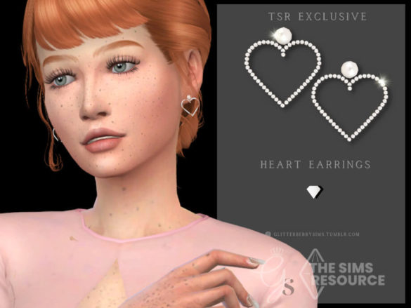 The Sims 4 Heart Pearl Earrings by Glitterberryfly at TSR