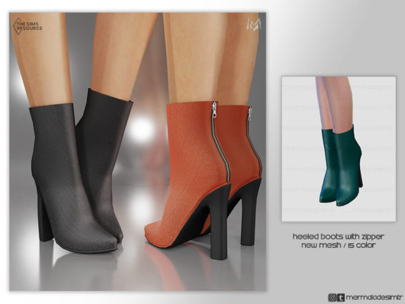 The Sims 4 Heeled Boots with Zipper S06 by mermaladesimtr