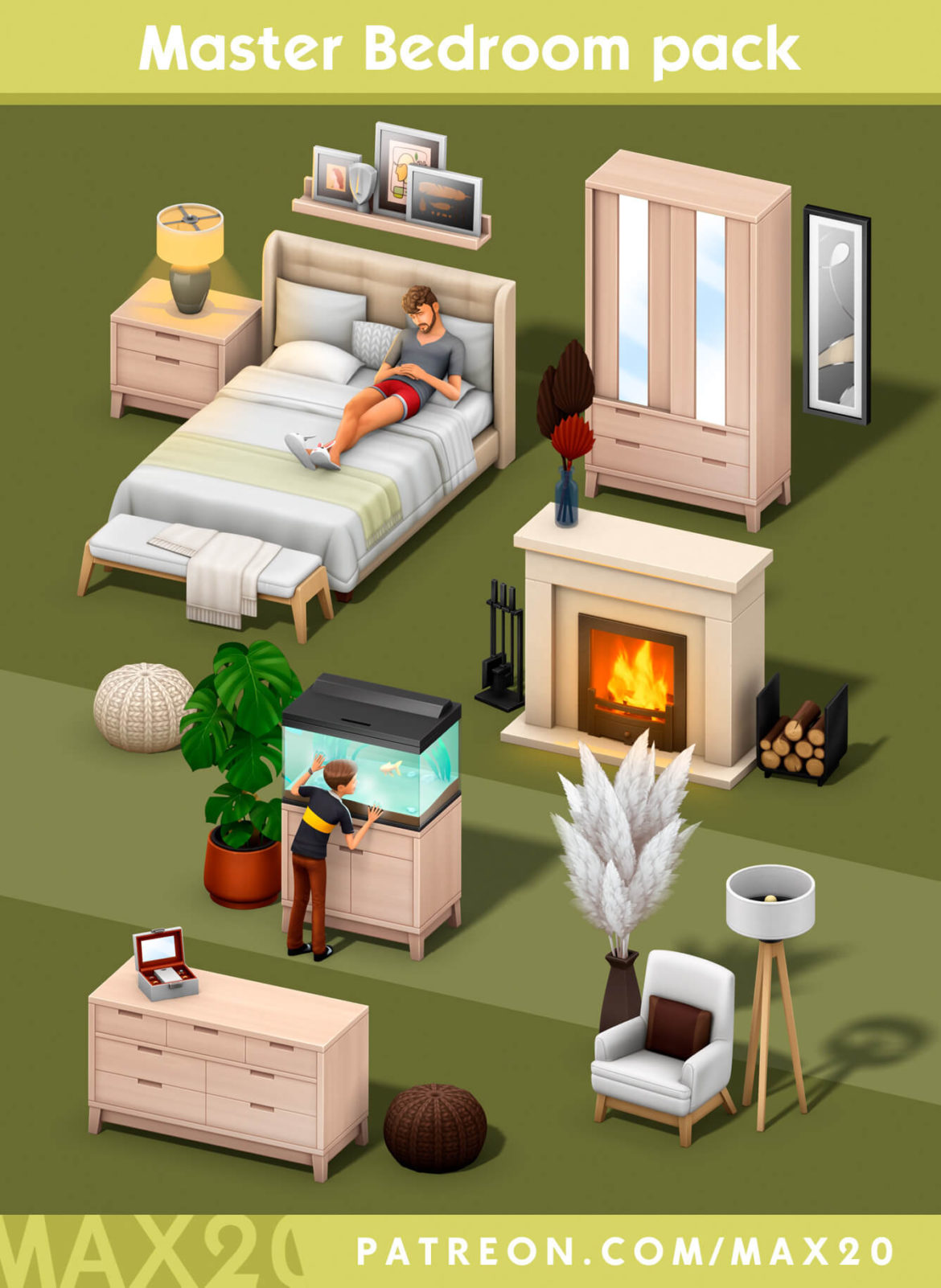 The Sims 4 master bedroom pack is available on