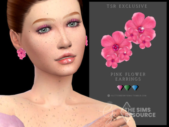The Sims 4 Pink Flower Earrings by Glitterberryfly at TSR