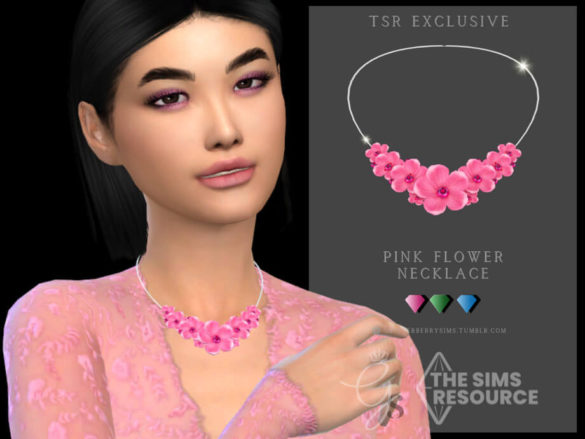 The Sims 4 Pink Flower Necklace by Glitterberryfly