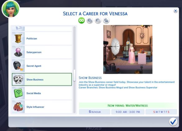 The Sims 4 Show Business Career