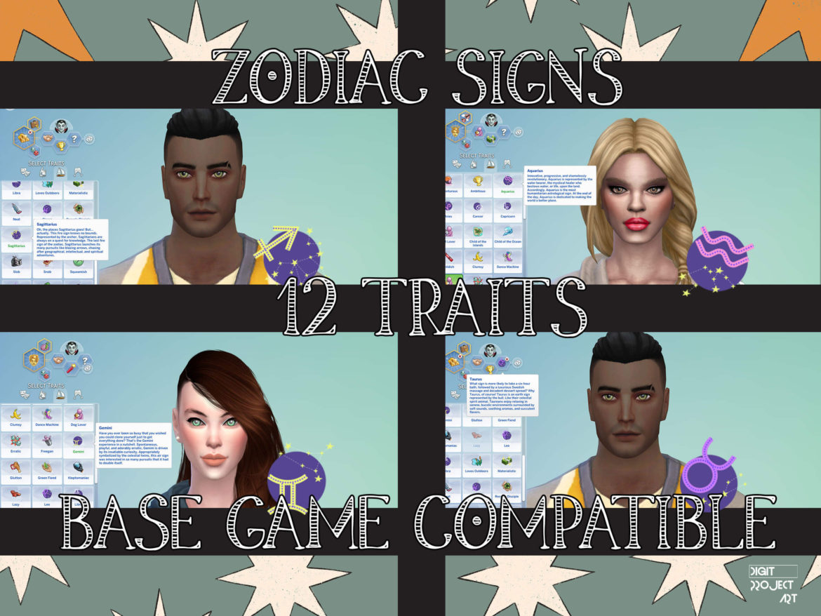 The Sims 4 Zodiac Signs by Digit PArt