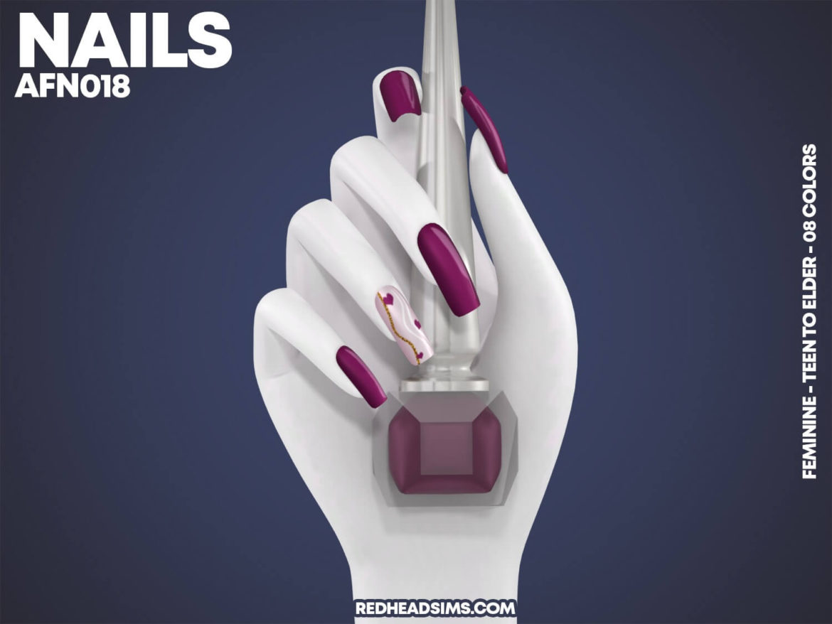 The Sims 4 AF NAILS N018 at REDHEADSIMS