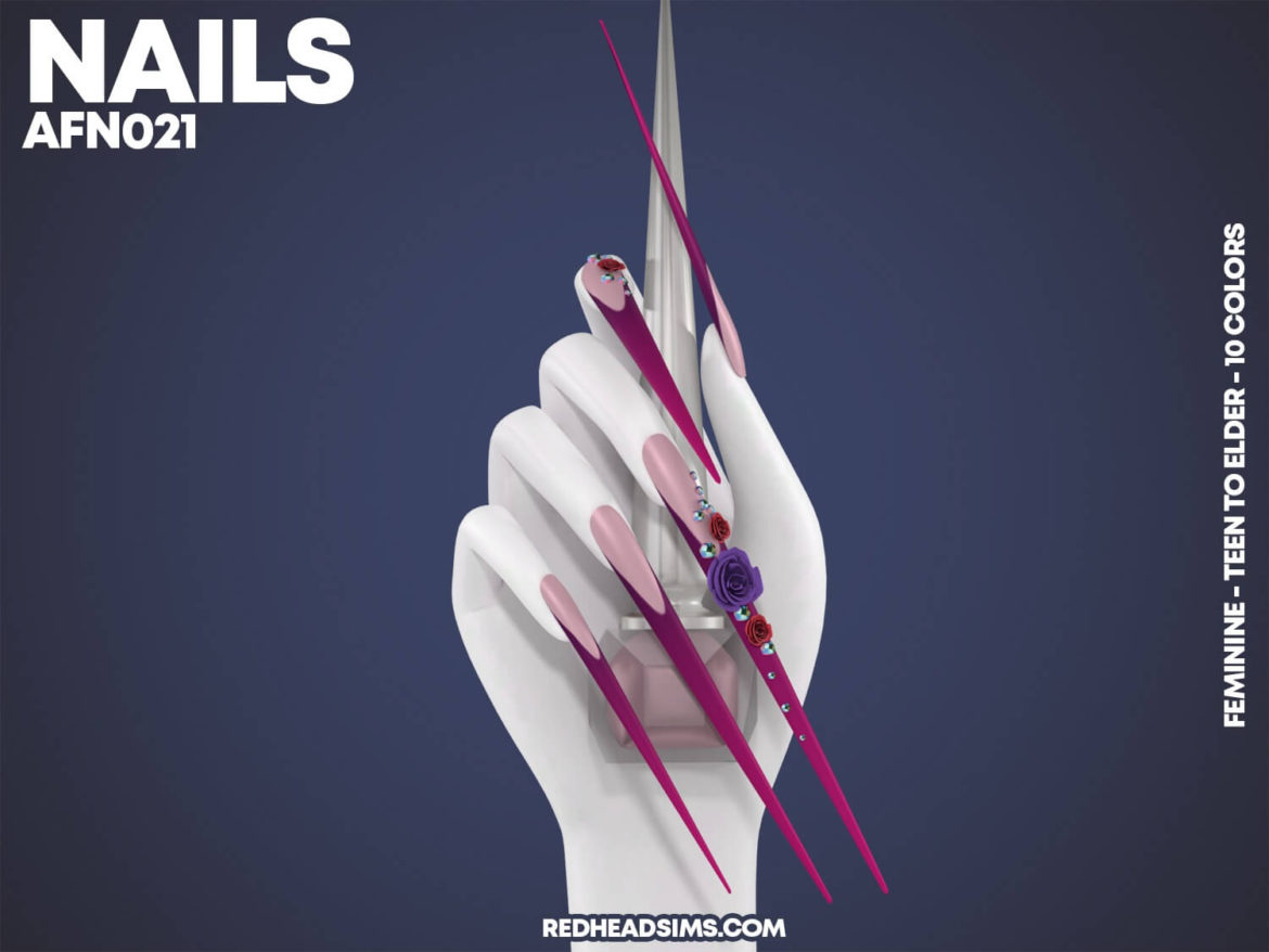 The Sims 4 AF NAILS N021 at REDHEADSIMS