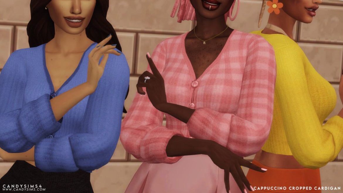 The Sims 4 CAPPUCCINO CROPPED CARDIGAN at Candy Sims 4