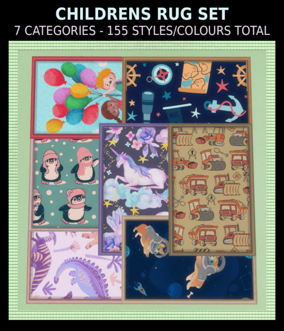 The Sims 4 Childrens Rugs – 7 Categories – 155 Rugs Total
