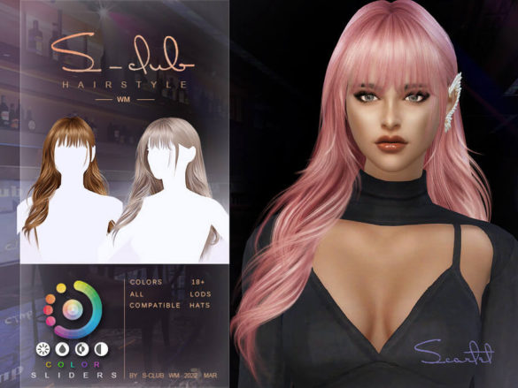 The Sims 4 Curly long hair (Scarlet II) by S-CLUB