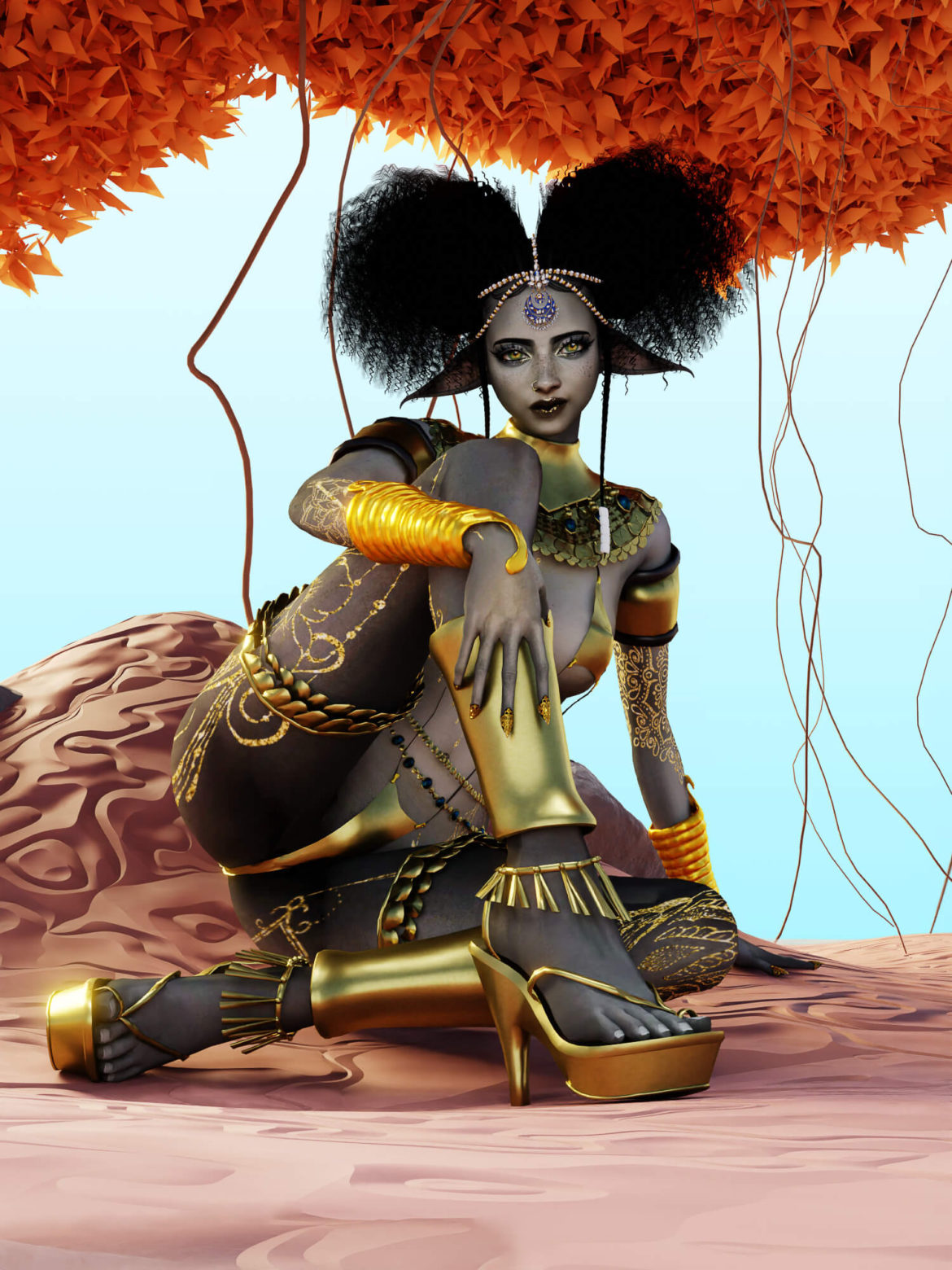 The Sims 4 doa gold outfit set includes outfit shoes