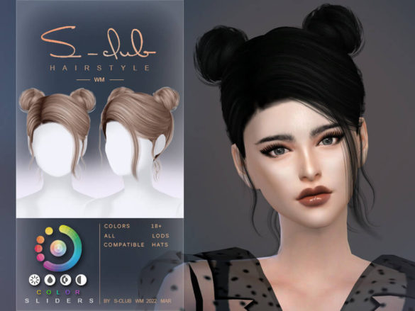The Sims 4 Double buns hair (YOYO) by S-CLUB