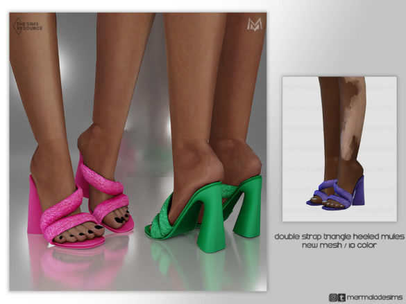 Double Strap Triangle Heeled Mules S07 by mermaladesimtr