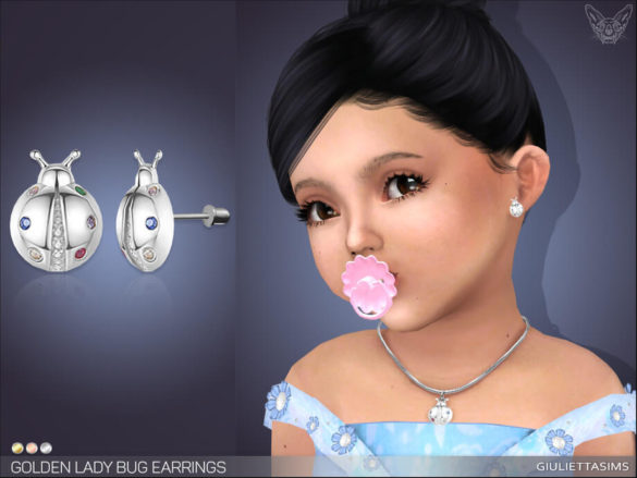 Golden Lady Bug Earrings For Toddlers by feyona