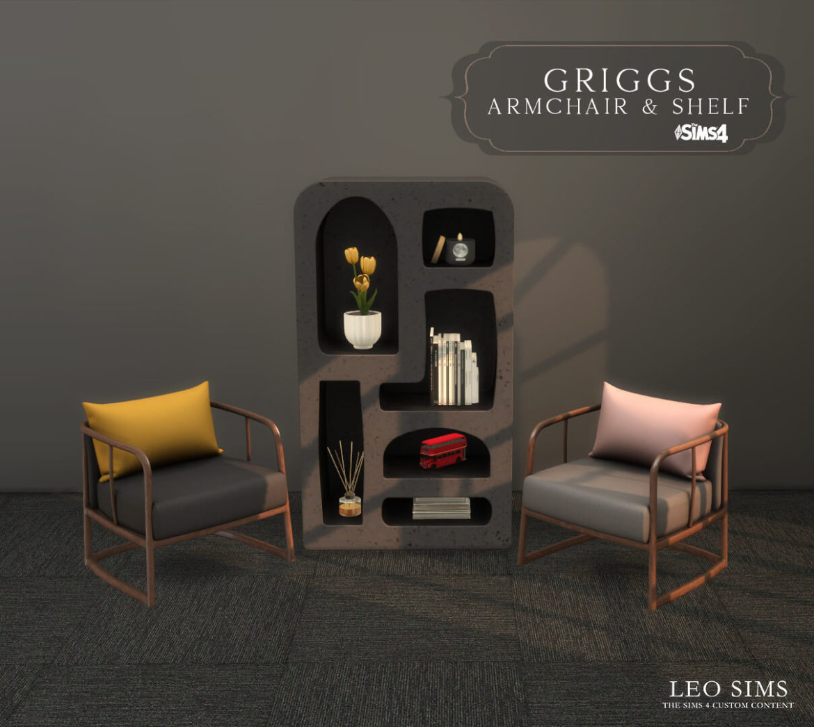 The Sims 4 Griggs Armchair & Shelf at Leo Sims