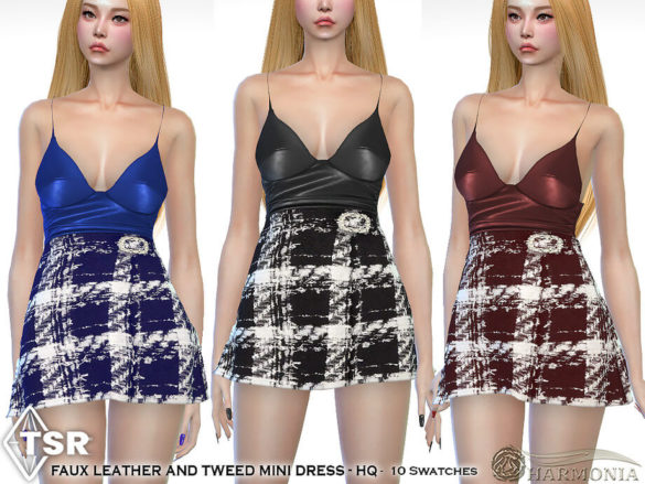 The Sims 4 Leather and Tweed Mini Dress by Harmonia