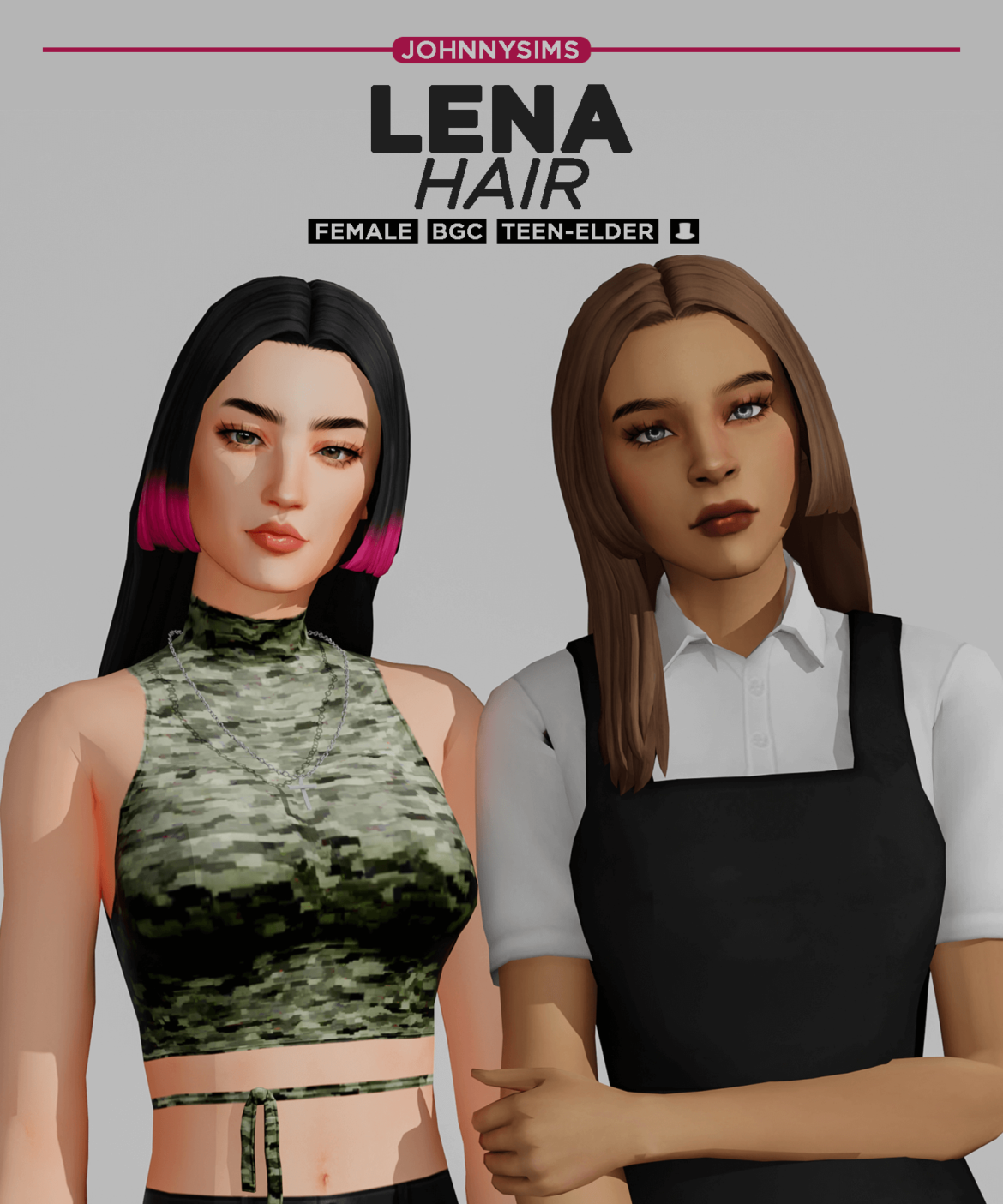 The Sims 4 lena hair info base game compatible 2 versions