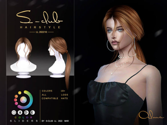 The Sims 4 Long straight ponytail by S-CLUB