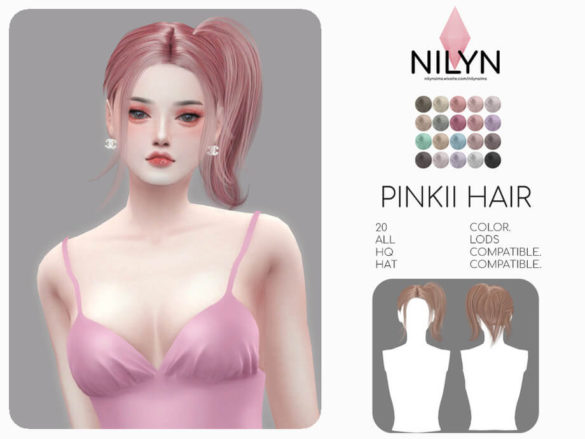 The Sims 4 PINKII HAIR by Nilyn