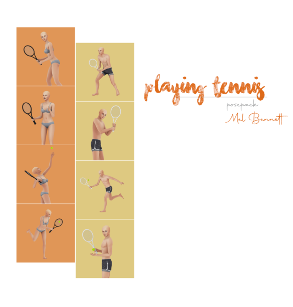 The Sims 4 playing tennis posepack