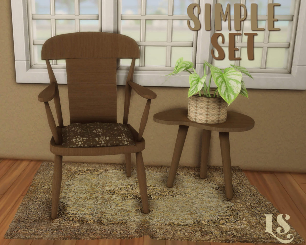 The Sims 4 simple cc set included 3 items sitting table