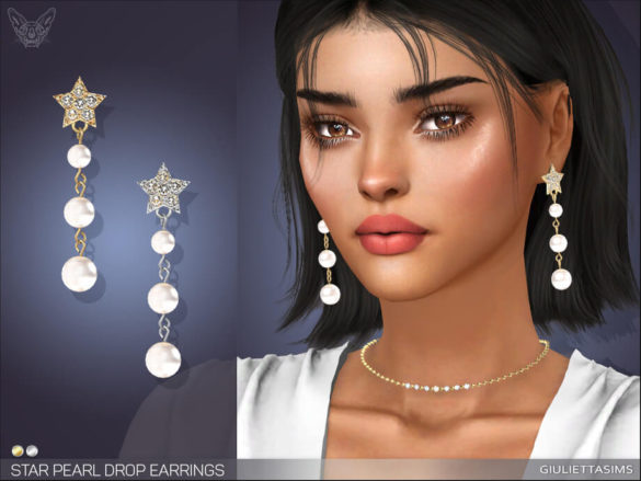 The Sims 4 Star Pearl Drop Earrings by feyona