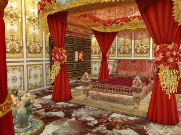 The Sims 4 20th Century Royal Gilded King Swan Bed at Anna Quinn Stories