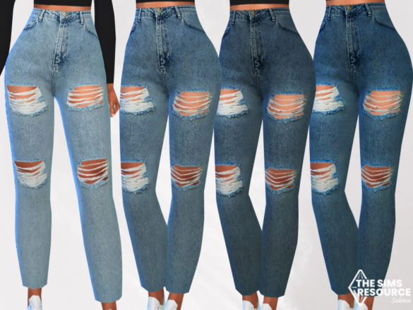 The Sims 4 Cropped and Ripped Mom Jeans by Saliwa