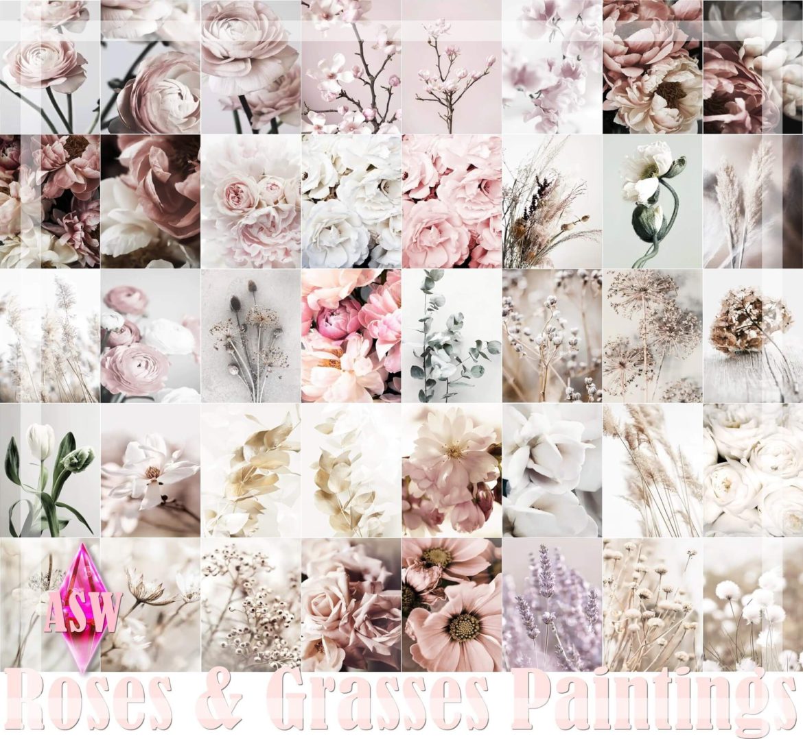 The Sims 4 roses grasses paintings