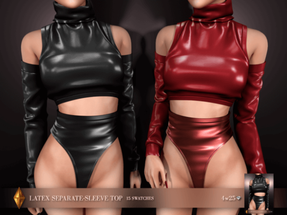 4w25 Latex Separate Sleeve Top