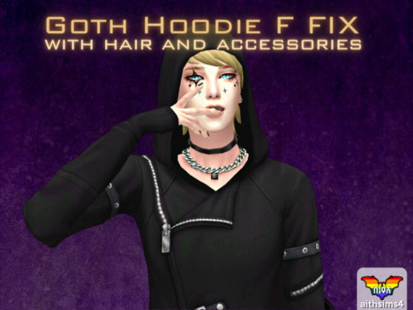 Goth Hoodie F fix with Hair and Accessories