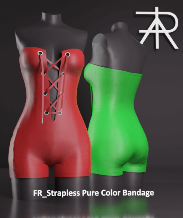 Strapless Pure Color Straps Bandage Romper